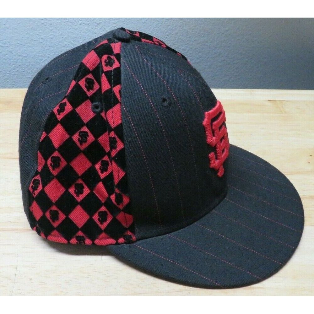 San Francisco Giants Black Red Diamond‎ Pattern Hat Red 59Fifty New Era 7 3/8 - Picture 3 of 8
